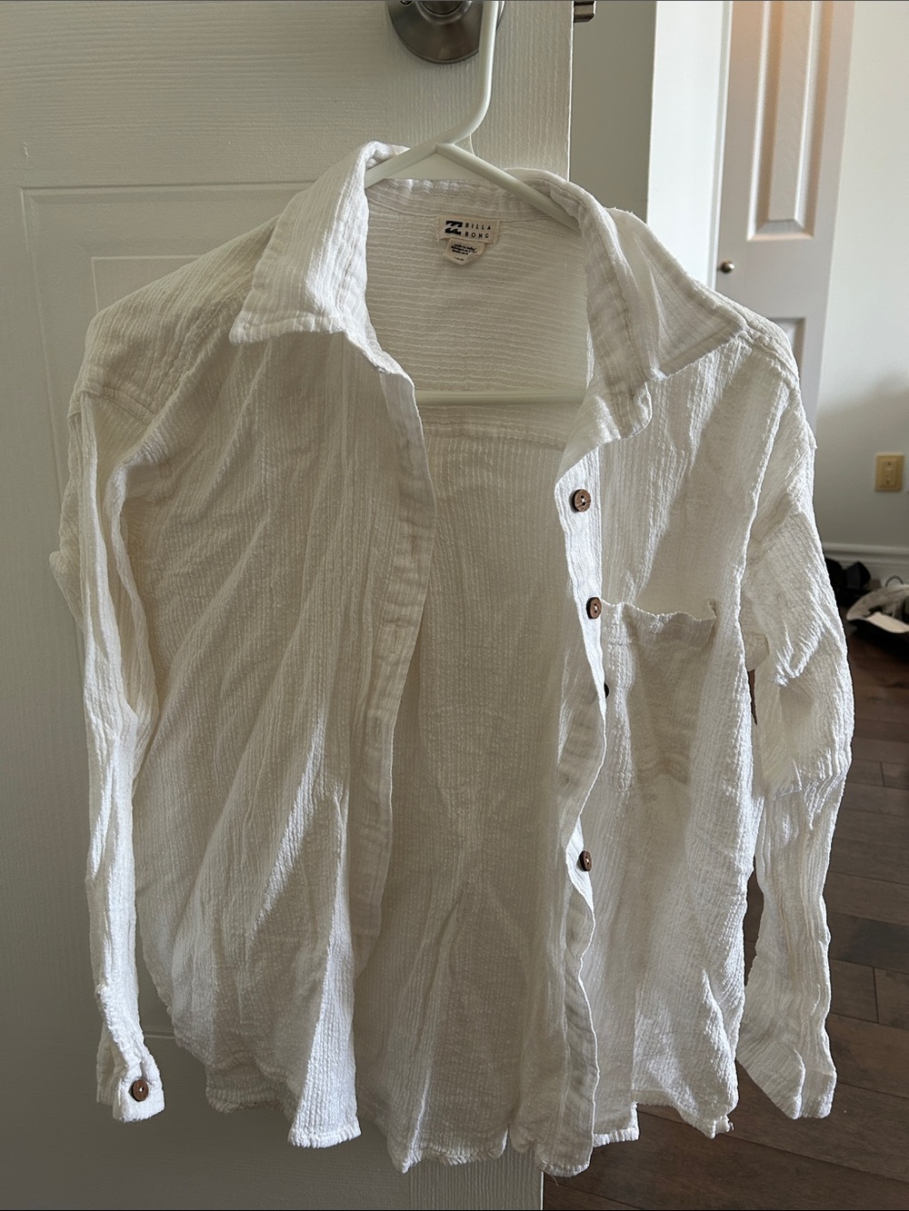 Billabong White Textured Button-Down Shirt